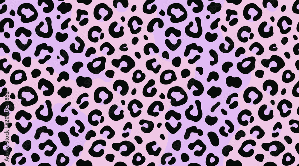 Fototapeta premium Leopard spot pattern with lilac and black coloration seamless vector illustration