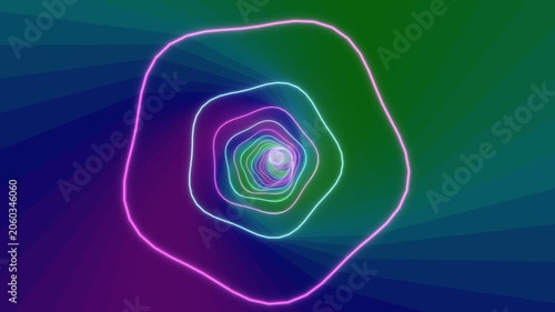 Colorful spiral light pattern moving in a vibrant abstract scene