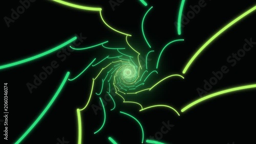 Colorful neon tunnel animation with glowing light effects