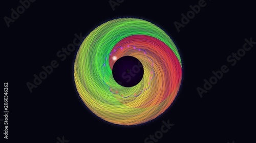 Colorful spiral pattern with swirling lines and circular motion