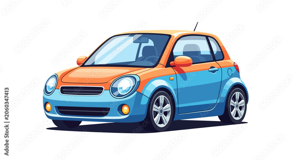 Fototapeta premium Colorful Compact Car Illustration - Modern Urban Vehicle