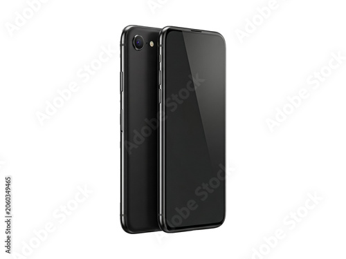 Two blank black smartphones side by side