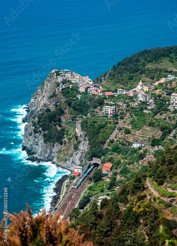 View of the tunnel leading to the city on the rock Corniglia, Cinque Terre.