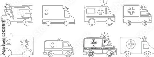 Foto Black ambulance icon set representing emergency medical transport, healthcare re