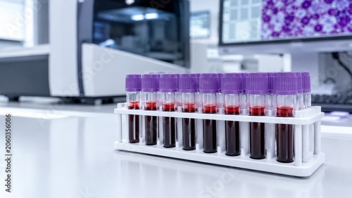 Blood Sample Tubes in Rack for Molecular Diagnostics Laboratory