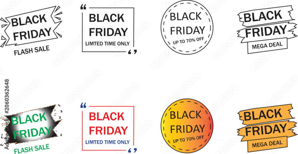 Obraz premium Black friday sale labels and badges for marketing