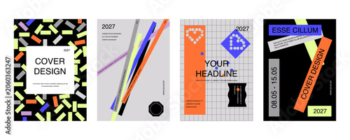 Billede på lærred Set of modern abstract poster templates in a trendy geometric style
