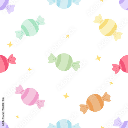 Pastel candies float with playful stripes