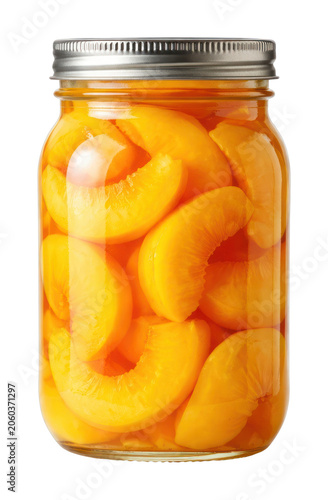 PNG Fresh canned peaches in jar.