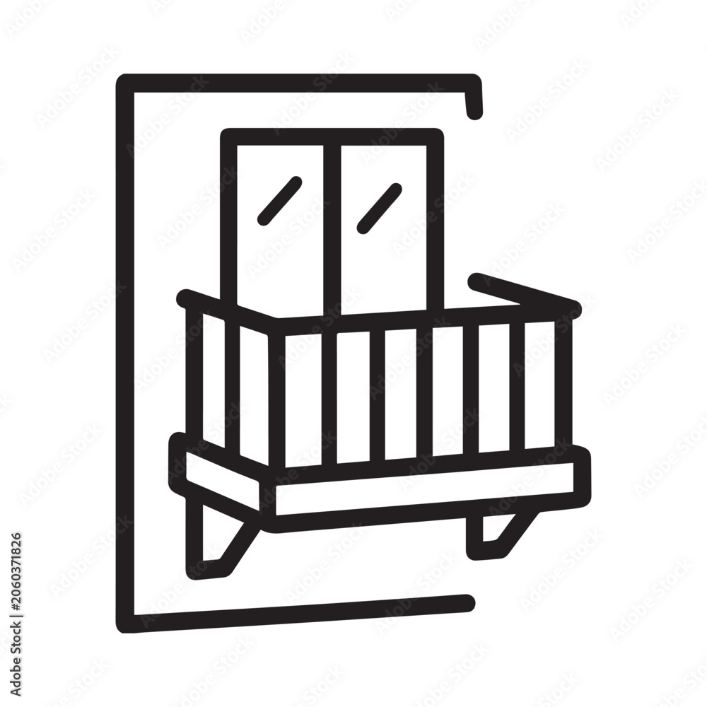 Obraz premium Vector icon of a balcony with railings