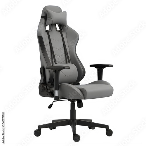 Modern gray office chair with high back and armrests