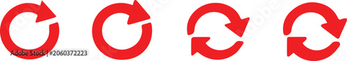 Fotografie Red circular refresh reload arrows icon set Vector