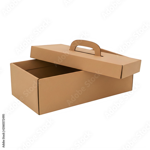 Open cardboard box with lid on top