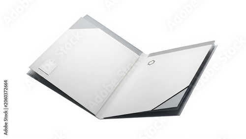 Open notebook with blank pages ready for writing