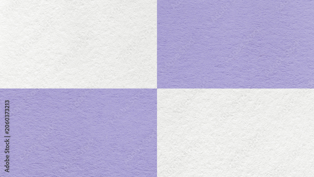 Fototapeta premium White and light lavender checkered paper texture background with four sections and copy space. Geometric template with blocks