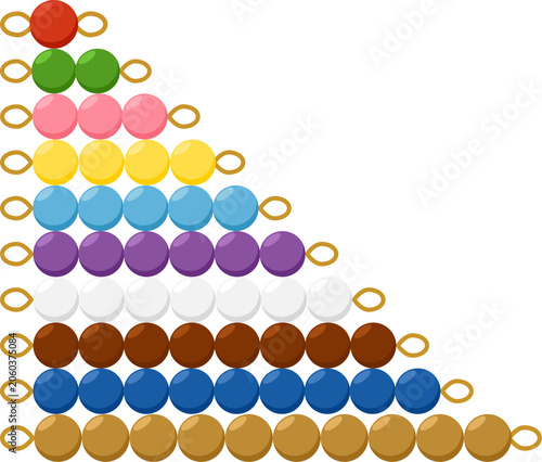 Colorful Montessori Golden Beads Decimal System Staircase Education