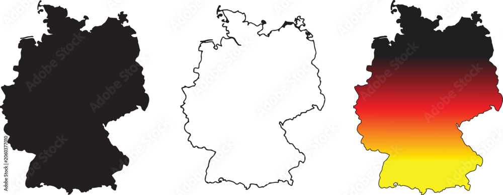 Obraz premium Germany map vector illustration with black ,white and gradient outline flat design