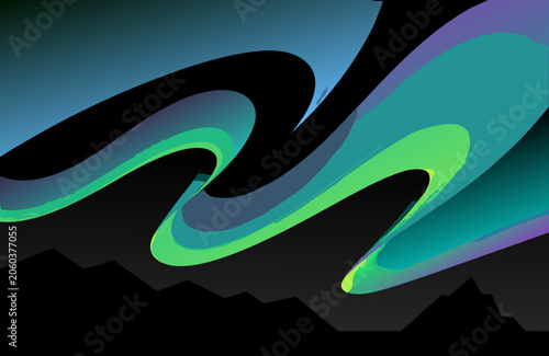 Aurora borealis glowing brightly above the dark silhouette of mountain ranges captures the mysterious beauty of the night sky with flowing waves of teal and purple light across the horizon line now.