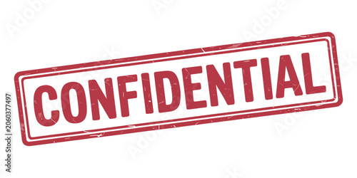 Red neon confidential stamp symbol glowing text against dark backdrop isolated on transparent background for security and classified design concepts.