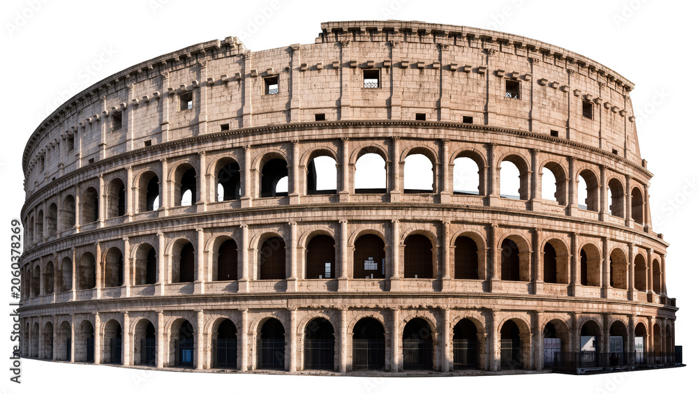 Obraz premium Ancient Roman Colosseum amphitheater structure, isolated on transparent background
