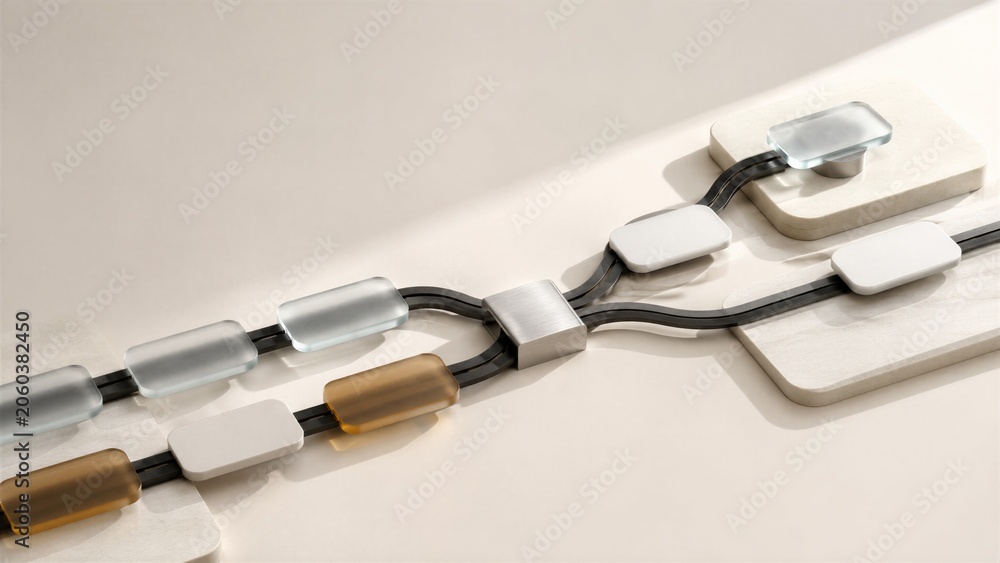 Fototapeta premium Modular Workflow Automation Routing Track with Blank Task Tokens for Business Technology