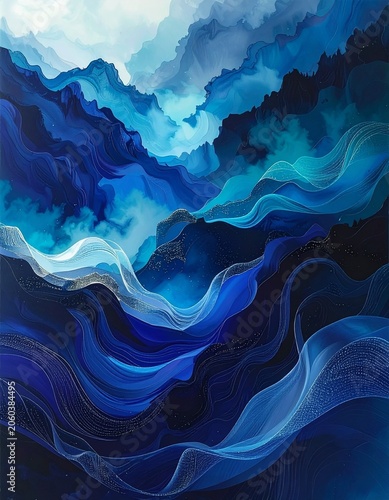 Abstract Flow of Blues and Greens