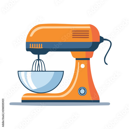 Orange Stand Mixer with Mixing Bowl and Whisk