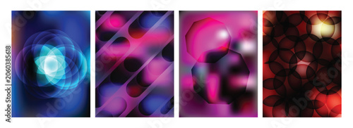Fényképezés Abstract Neon Gradient Geometric Background Collection with Vibrant Modern Digit