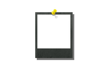 Photo card attached with a push pin isolated on a transparent background.