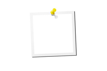 Photo card attached with a push pin isolated on a transparent background.