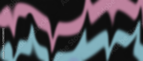 Wavy liquid abstract texture in pink and blue tones on dark background with retro grainy filter aesthetic.