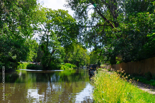 Idyllic view The Grand Union canal in summer. In Harefield Hertfordshire