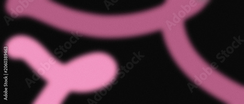 Close up of blurred pink neon lines on black background featuring thick grainy texture and soft glow.