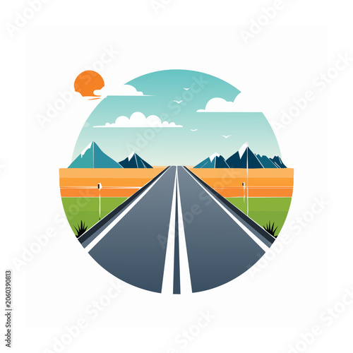Flat design 3D globe with sun and rays