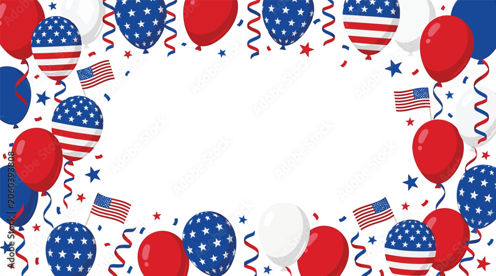 Obraz premium Fourth of July Fireworks Border Background Patriotic USA Celebration