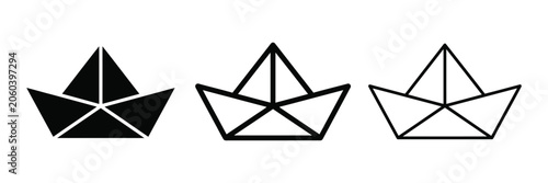 Slika na platnu Paper boat icon silhouette vector outline and line art