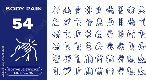 Принти на полотні Body Pain and Anatomy outline icon set