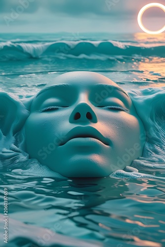 Surreal ocean visage sunset fantasy seascape wallpaper images