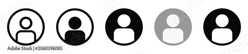 User profile icon set, account avatar symbols for social media apps and websites, transparent vector png