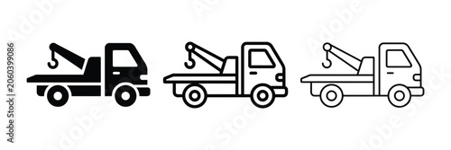Tableau sur toile Tow truck icon silhouette vector outline and line art