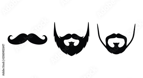 Obraz na płótnie Three Facial Hair Styles Including A Mustache And Beards Black Silhouette beard