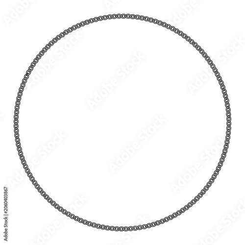 Black and White Circular Interwoven Line Frame Isolated Vector Border Design