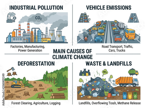 Tableau sur toile Industrial pollution factory smoke emission.