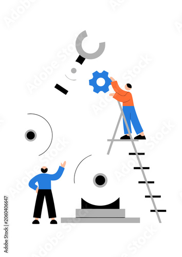 Robotic Arm Workers Ladder Gear