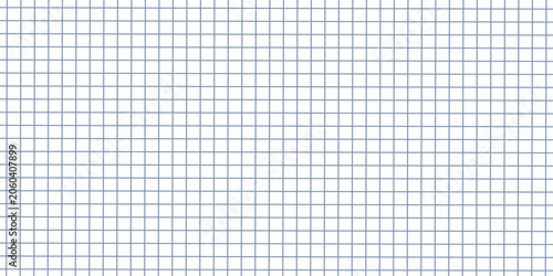 White notebook paper with blue grid texture seamless pattern. School graph paper background vector