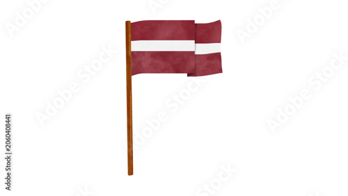 Bild auf Leinwand Latvian flag on wooden pole waving
