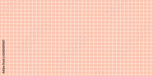 Pastel peach grid paper texture seamless pattern. Minimal retro geometric background vector