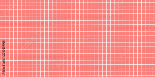 Pastel coral pink grid paper texture seamless pattern. Minimal retro geometric background vector

