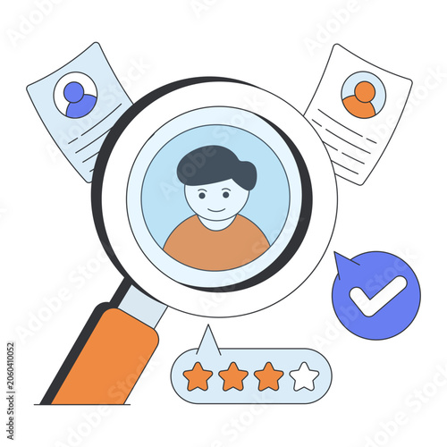 Foto Avatar under magnifying glass, concept of headhunting