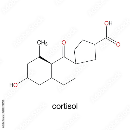 Chemical structure of cortisol molecule steroid